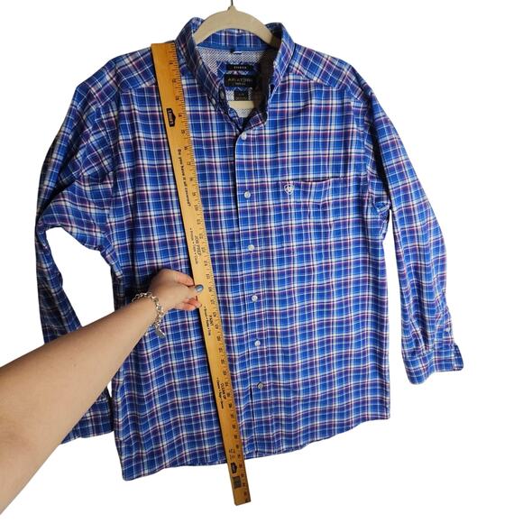 Ariat Pro Series L Blue plaid Buttondown Shirts. Work Casual Comfy Stylish Cool - Picture 4 of 16